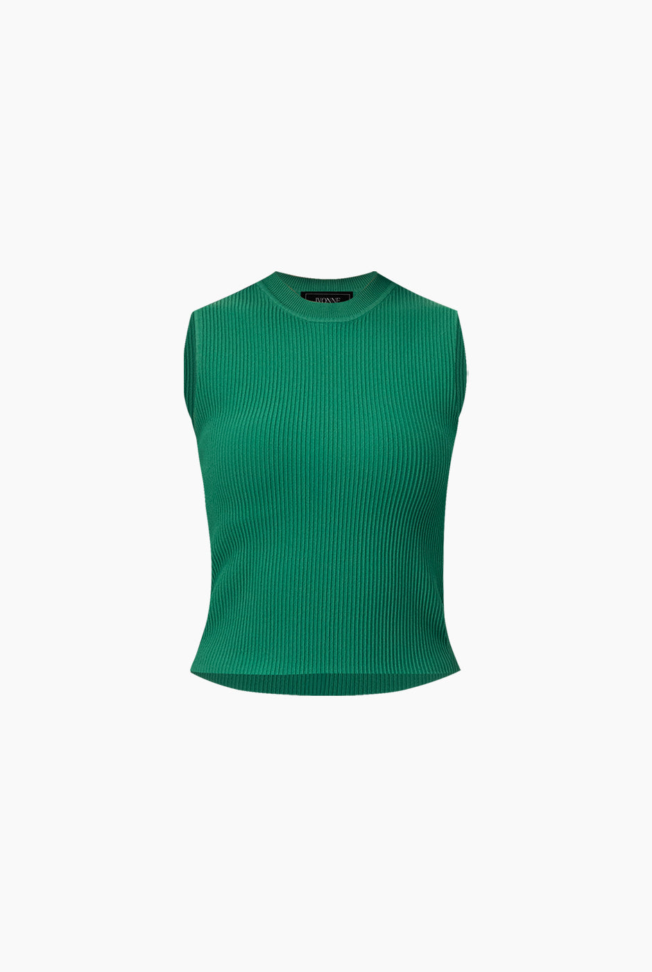 Top verde acanalado sin mangas con cuello redondo