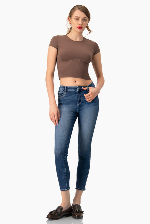 Slim Top Tejido Combinado