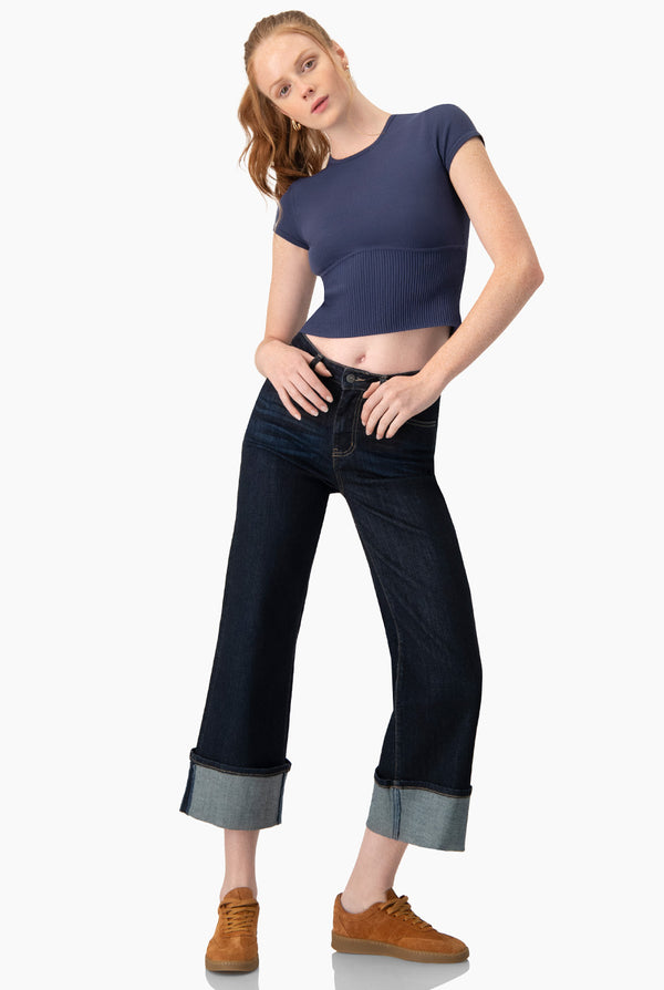 Slim Top Tejido Combinado