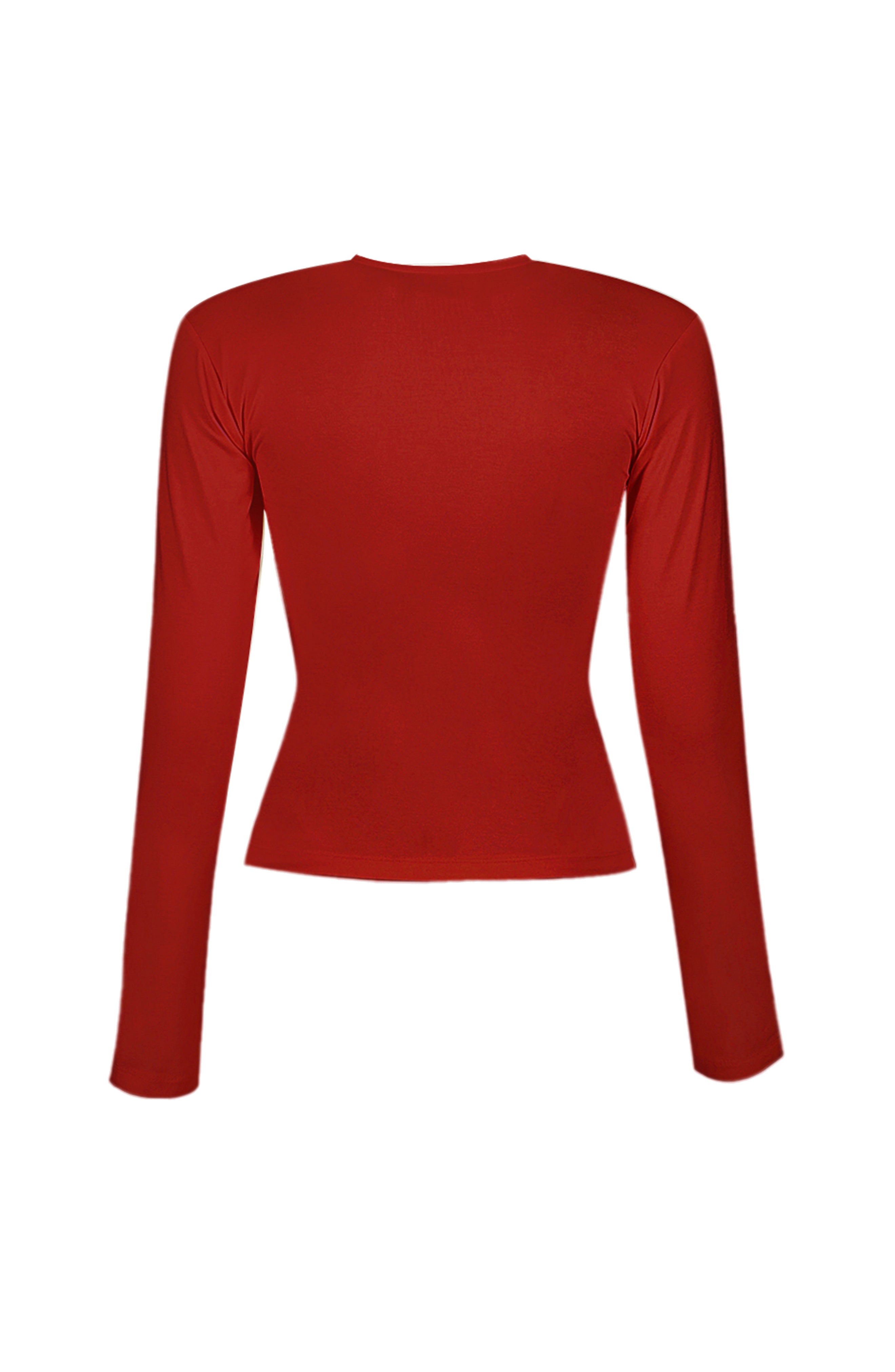 Playera básica de color ladrillo con manga larga y cuello redondo