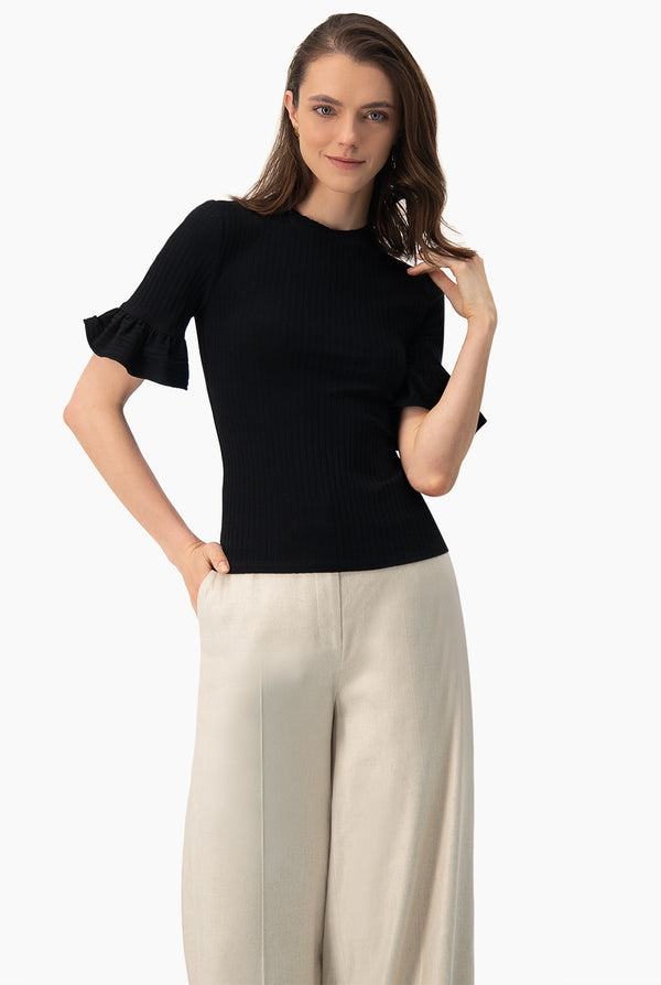 Blusa de manga corta de volantes