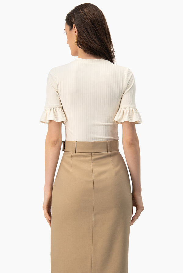 Blusa de manga volantes natural