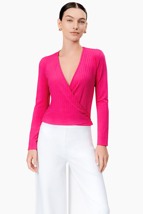 Blusa fucsia de manga larga