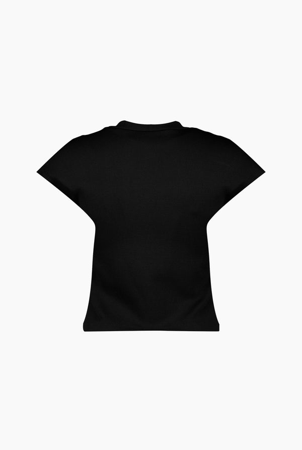Blusa negra de manga corta caida