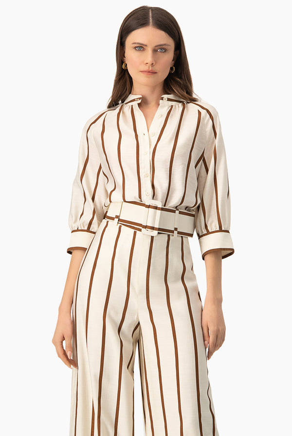 Blusa estampada de cuello mao