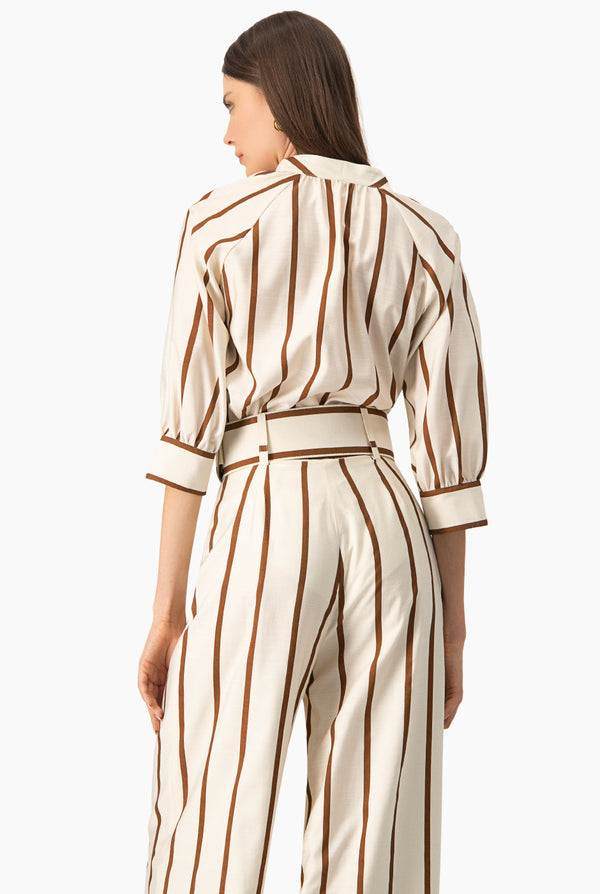 Blusa estampada de cuello mao