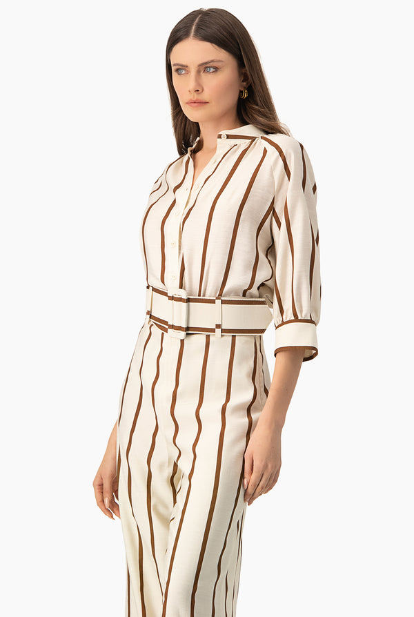 Blusa estampada de cuello mao