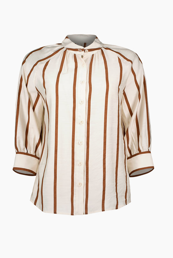 Blusa estampada de cuello mao