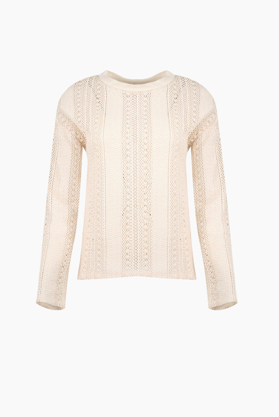 Blusa tejida en color natural de manga larga