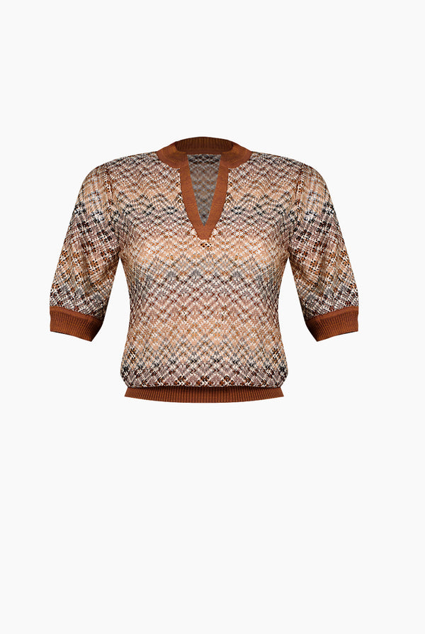 Blusa recta tejida y escote V