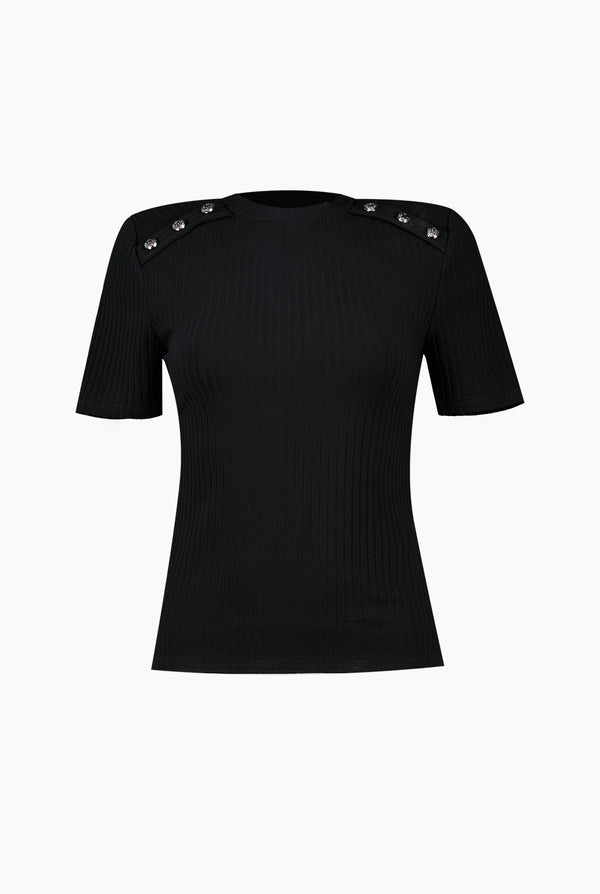 Blusa negra cuello redondo