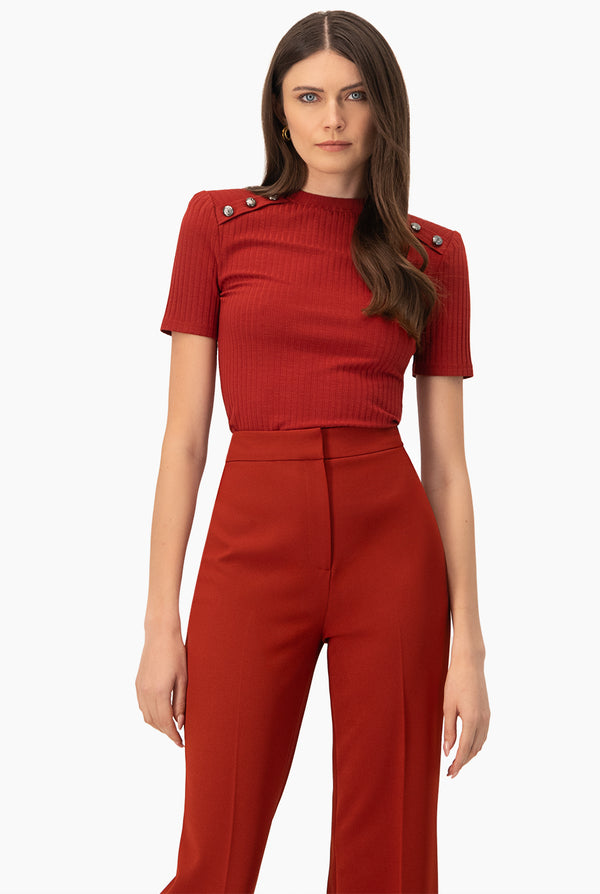 Blusa roja cuello redondo