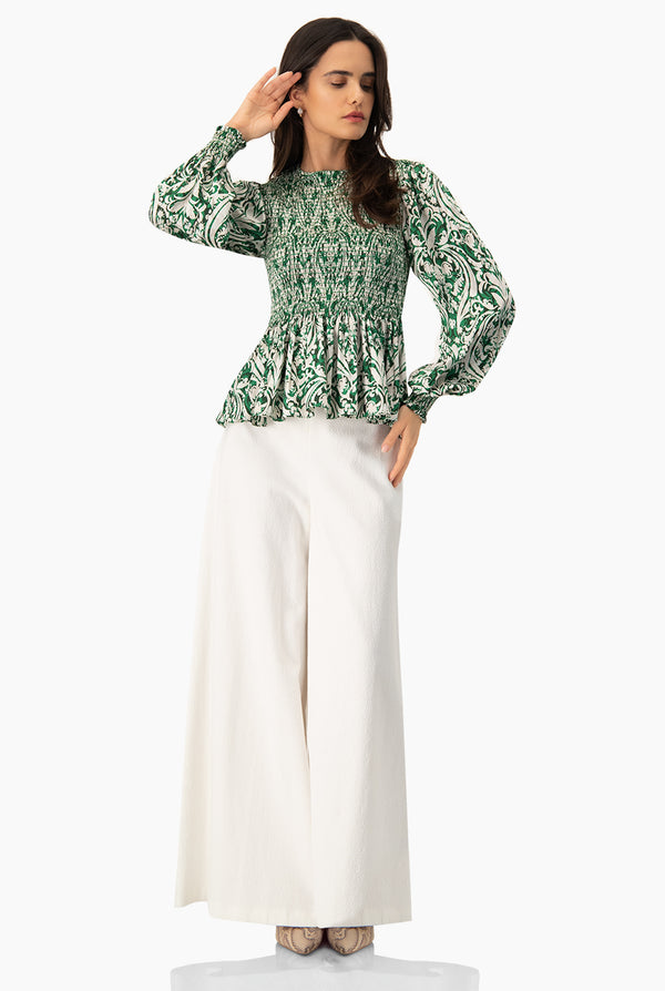 Blusa con smock de manga larga