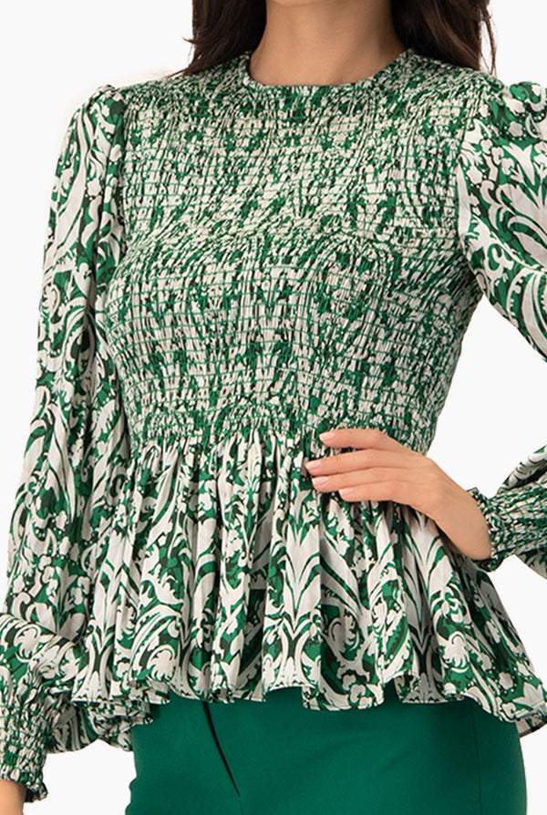 Blusa con smock de manga larga