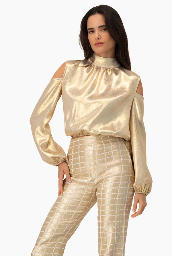 Blusa lisa de hombros descubiertos