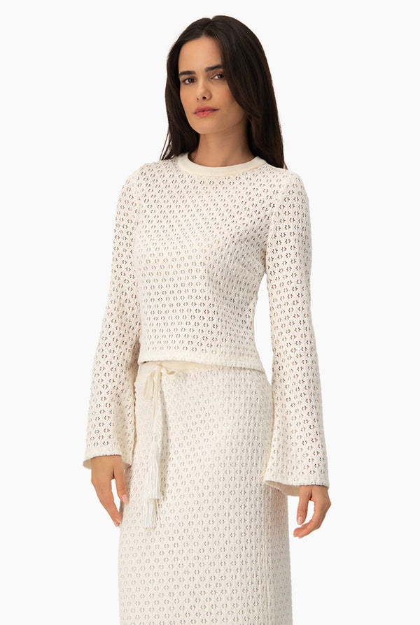 Blusa tejida recta de manga larga