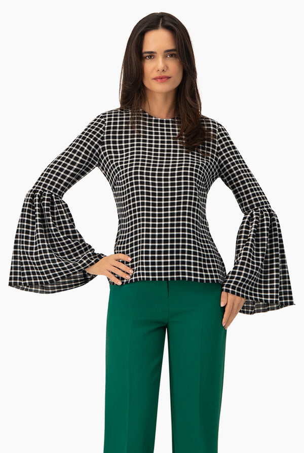Blusa a cuadros manga larga