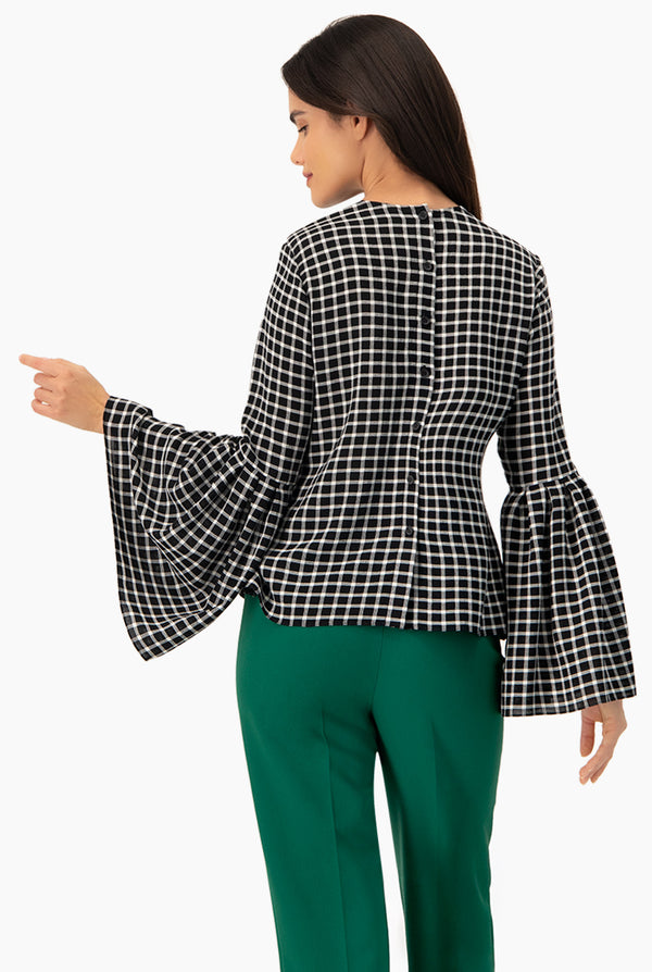 Blusa a cuadros manga larga