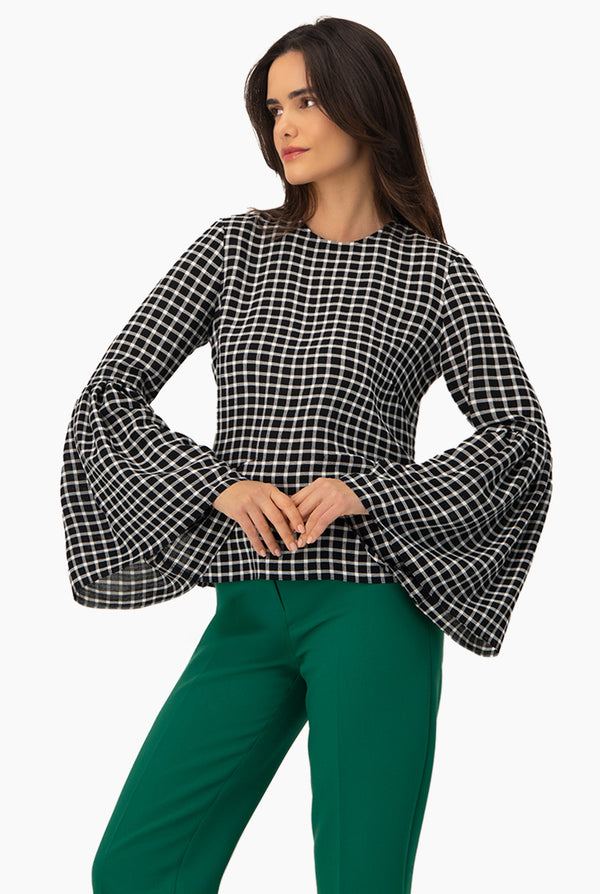 Blusa a cuadros manga larga