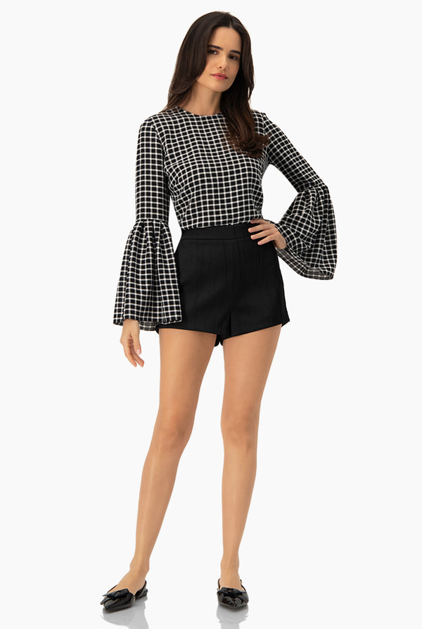 Blusa a cuadros manga larga