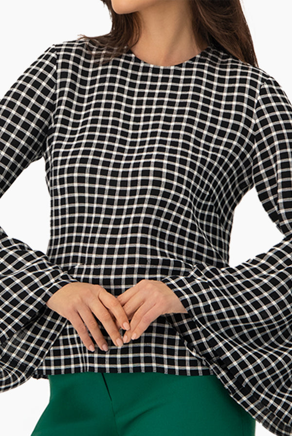 Blusa a cuadros manga larga