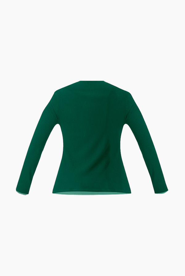 Blusa verde de cuello asimetrico