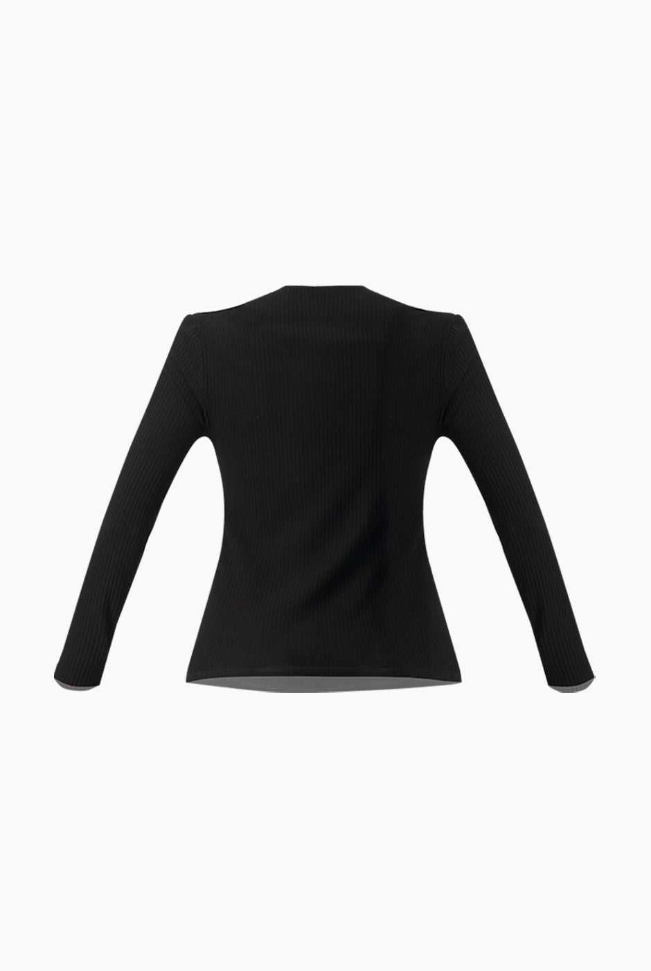 Blusa negra de cuello asimétrico y manga larga