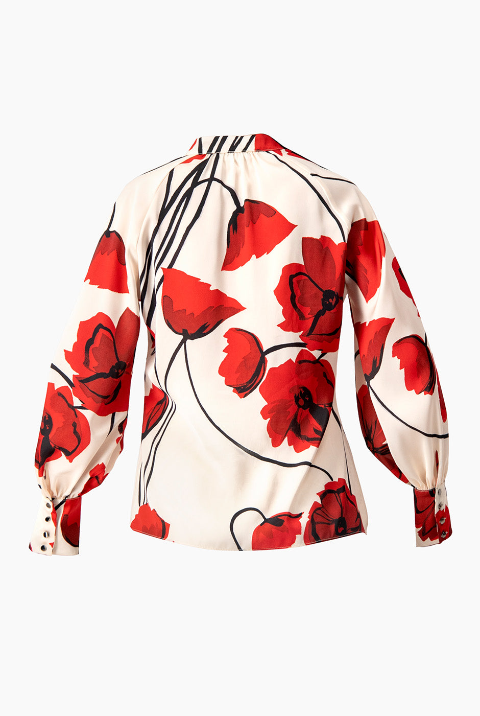 Blusa estampada multicolor con cuello mao y puños