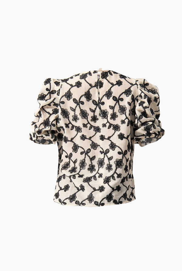 Blusa de manga corta con bordado