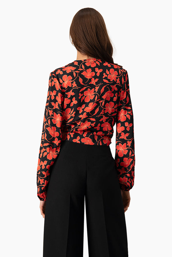 Blusa estampada floral con amarre