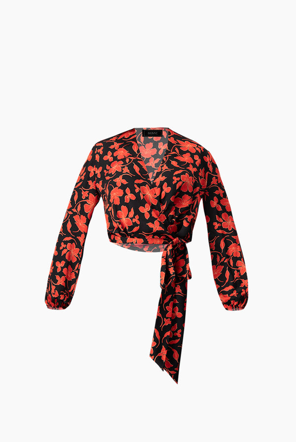 Blusa estampada floral con amarre