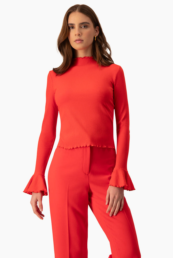 Blusa roja de cuello redondo