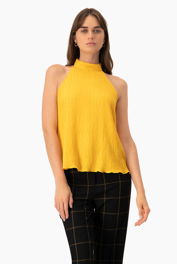 Blusa amarilla de cuello halter