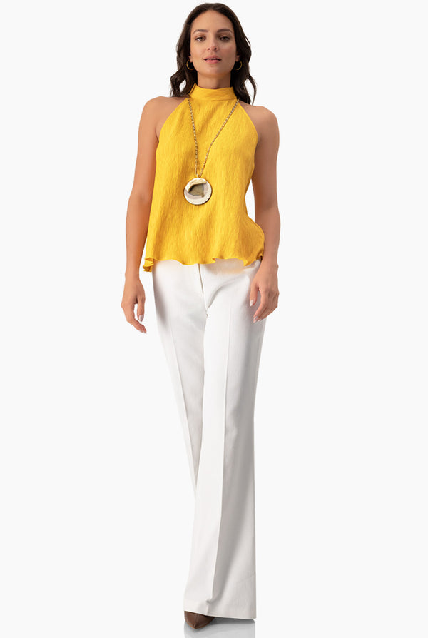 Blusa amarilla de cuello halter