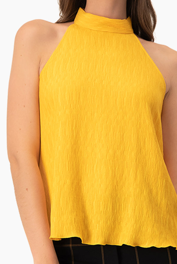 Blusa amarilla de cuello halter