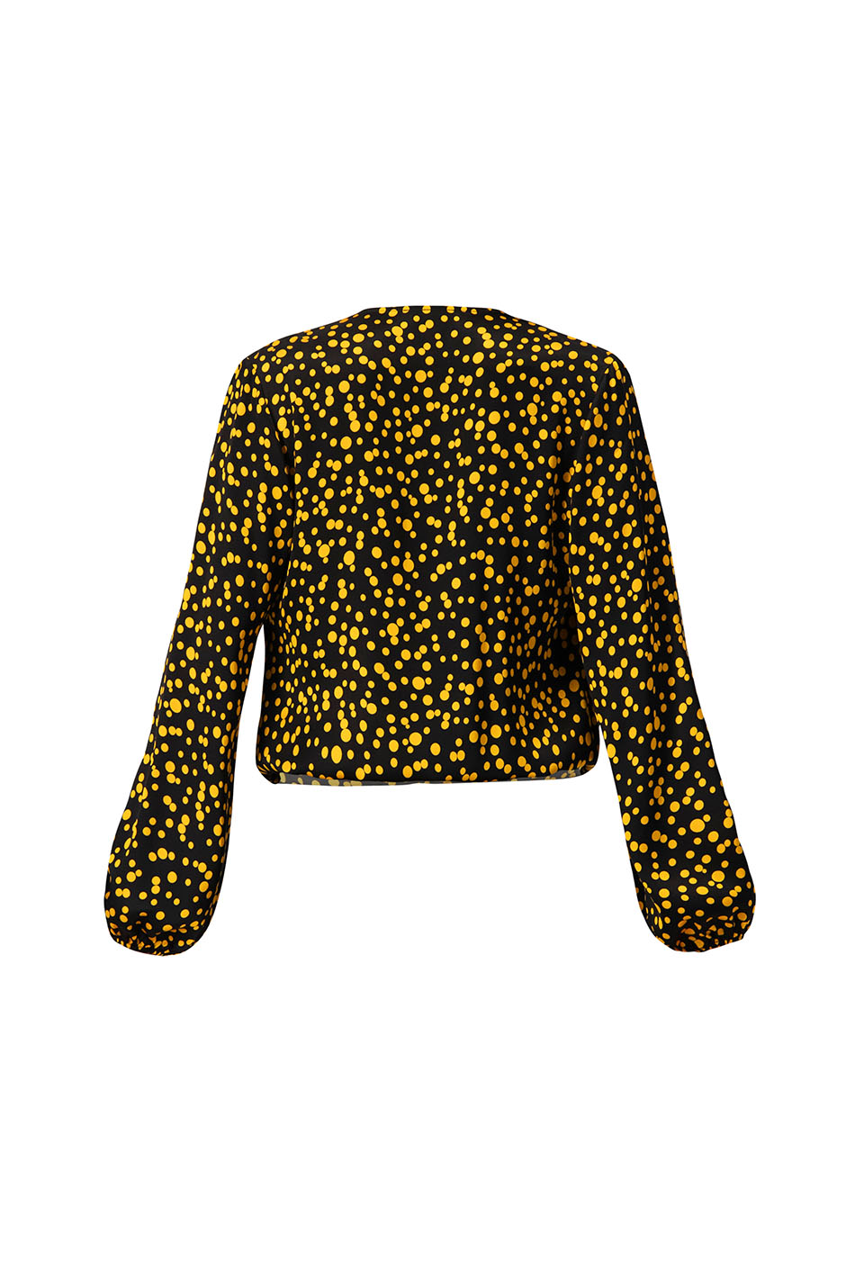 Blusa recta de lunares con escote en V y mangas largas