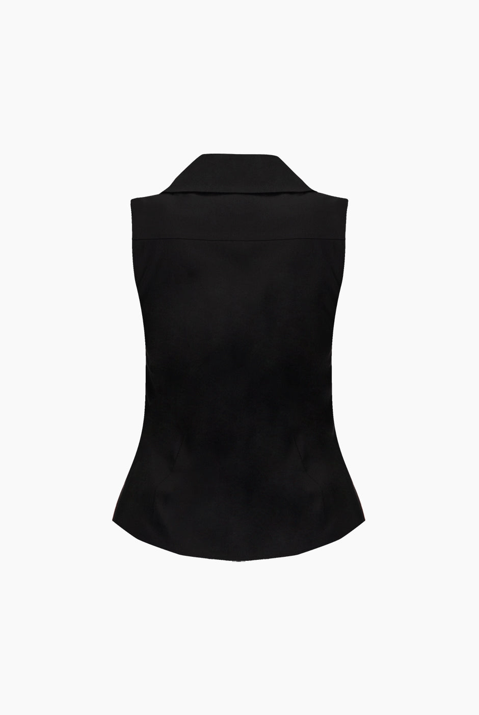 Blusa camisera negra sin mangas con botones frontales