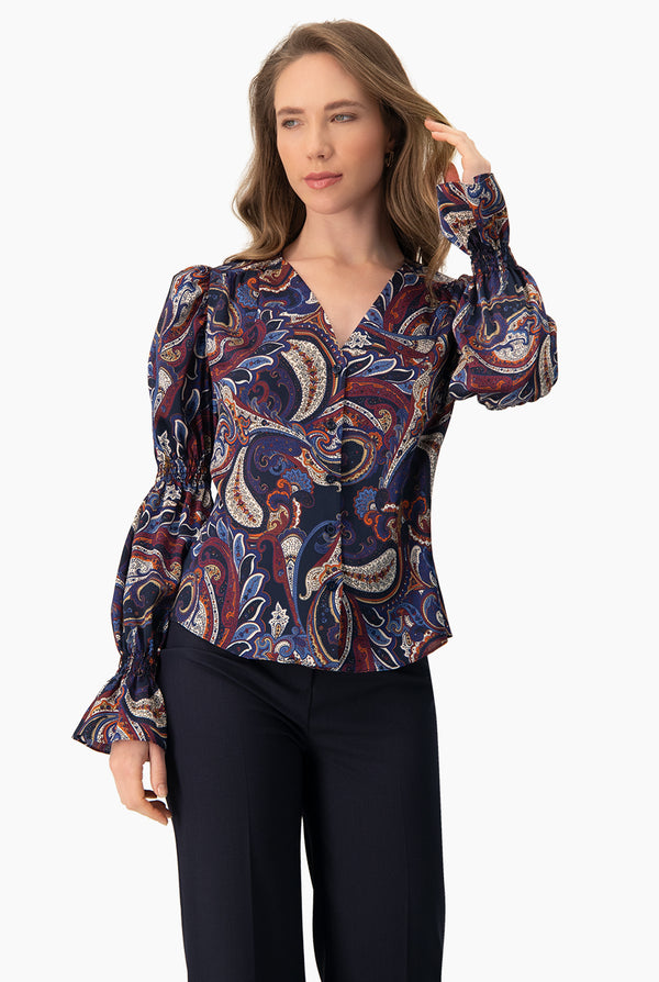 Blusa estampada de escote V