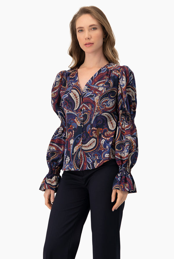 Blusa estampada de escote V