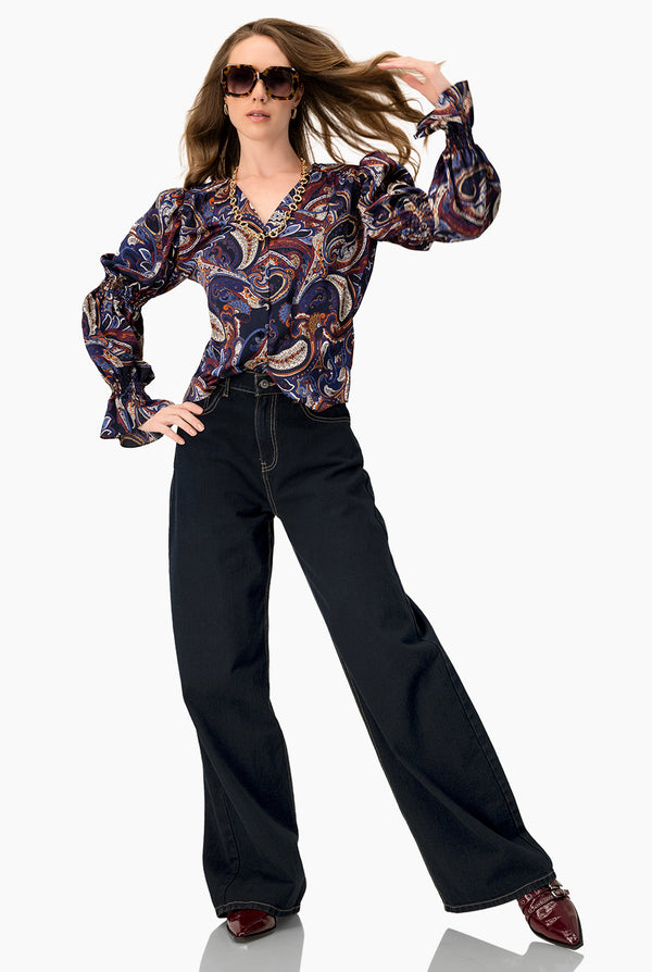 Blusa estampada de escote V