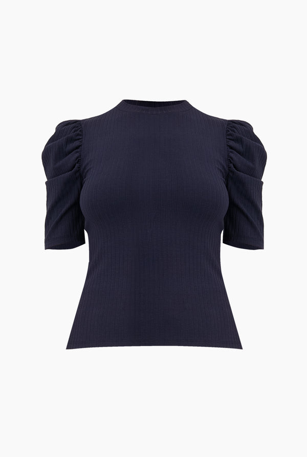 Blusa marino de hombro abullonado