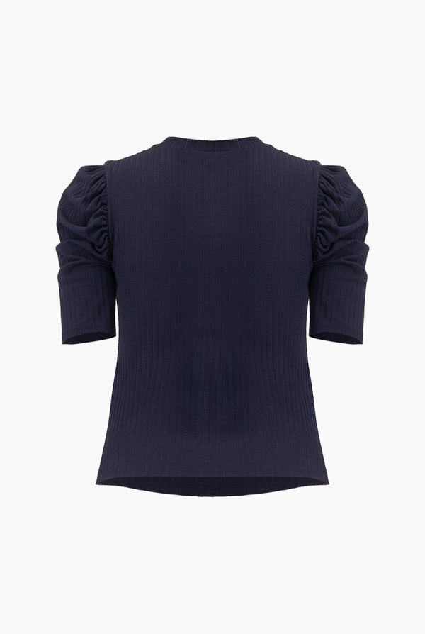 Blusa marino de hombro abullonado