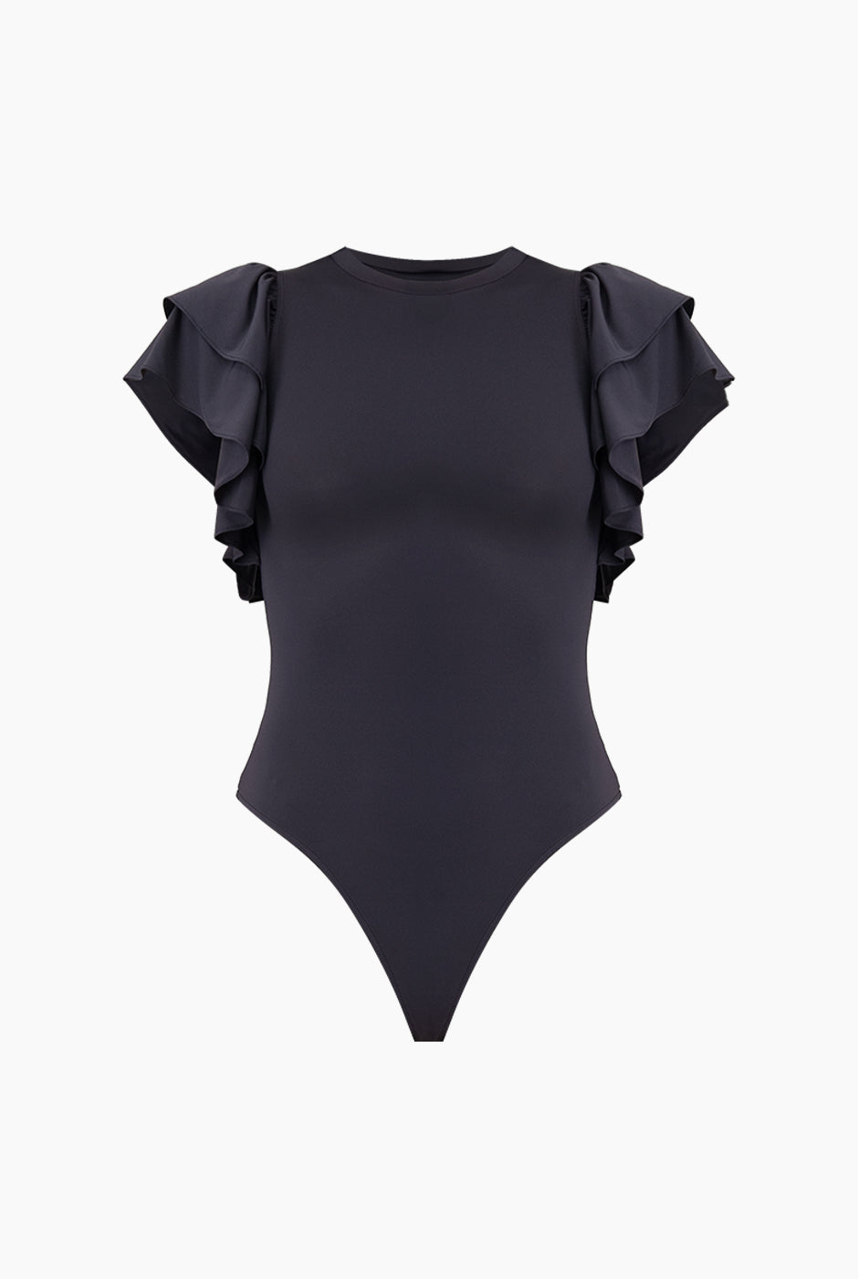 Body liso azul marino con mangas de volantes