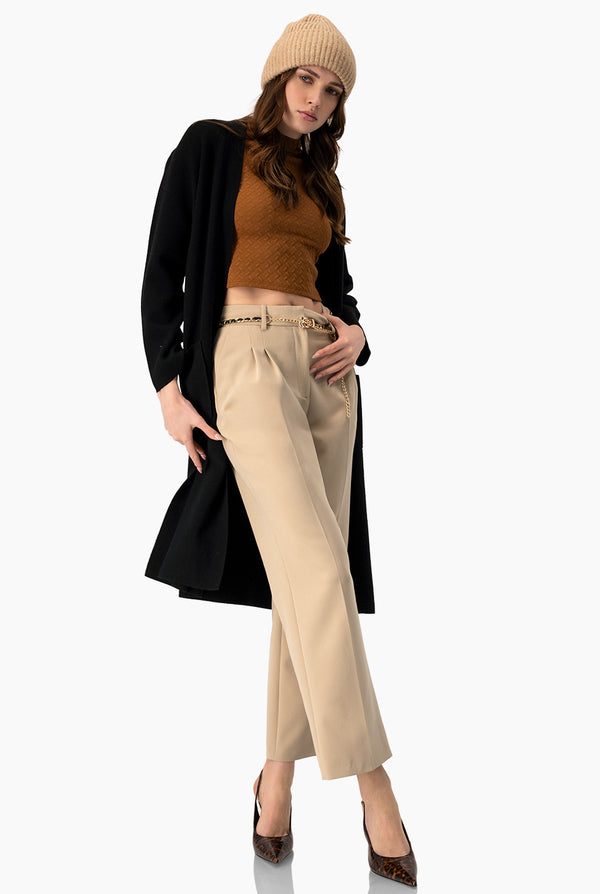 Top tejido en tono cafe