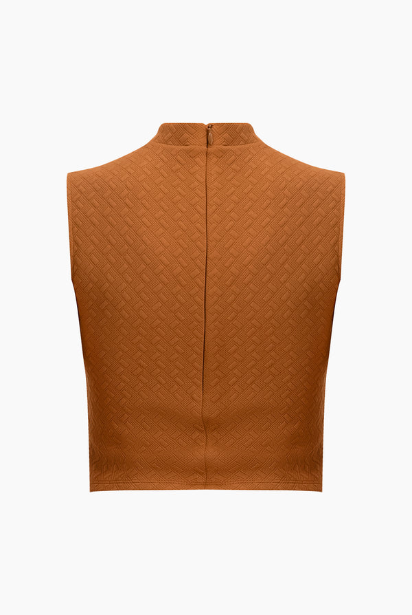 Top tejido en tono cafe