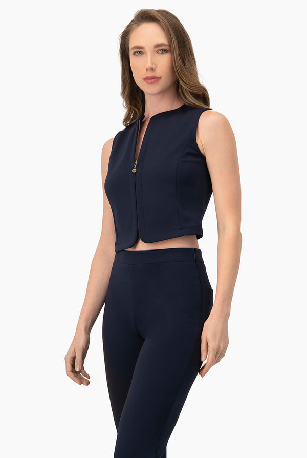 Top corto con cierre frontal