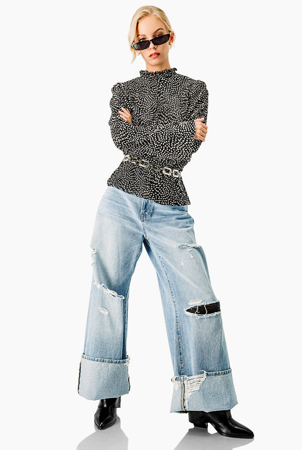 Blusa de lunares manga larga