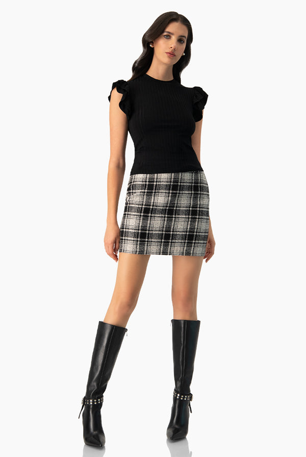 Blusa recta acanalada negra