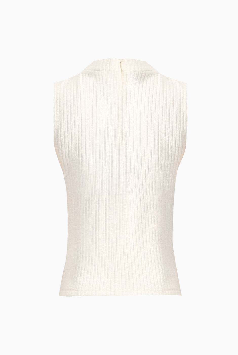 Top corto sin mangas en tono natural con tejido acanalado