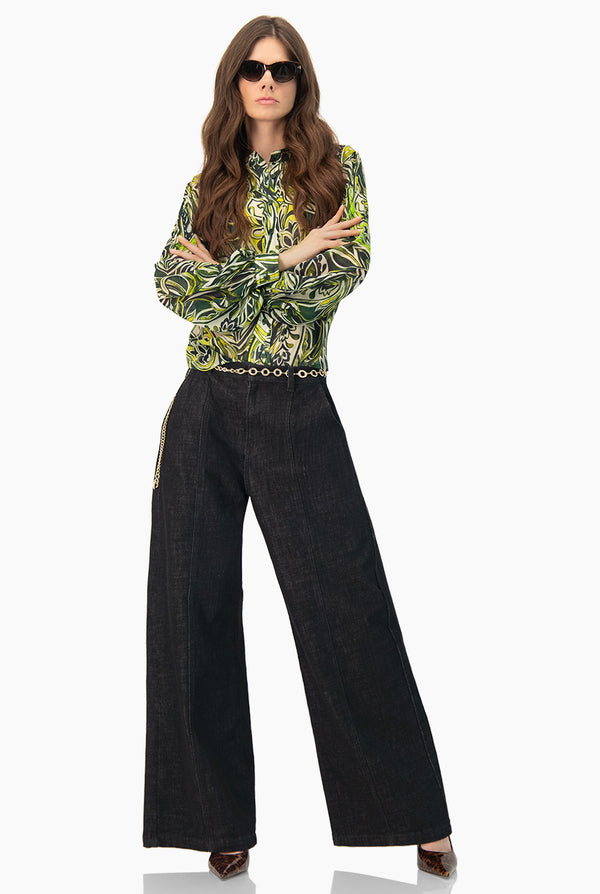 Blusa estampada de cuello redondo